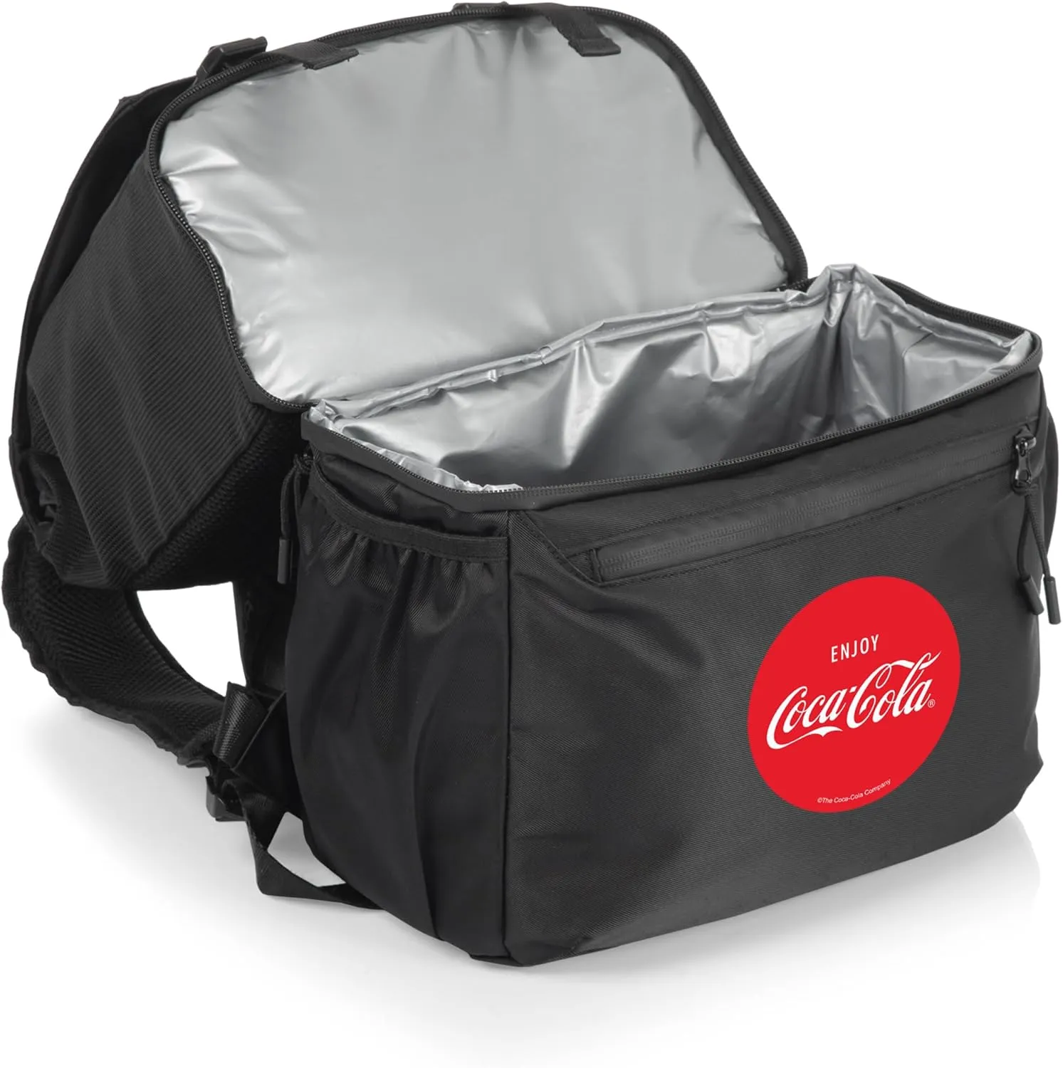 PICNIC TIME Coca-Cola Tarana Backpack Cooler made with Recycled Material, Soft Cooler Backpack, Upcycled Cooler Bag, (Carbon Black)