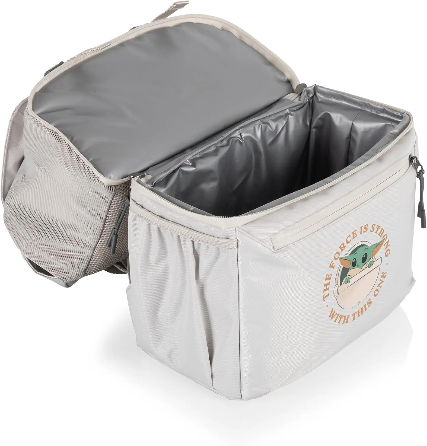 PICNIC TIME Tarana Made with Recycled Material, Soft Backpack, Upcycled Cooler Bag, Star Wars Mandalorian Grogu-Halo Gray, 11.22 x 7.283 x 16.929