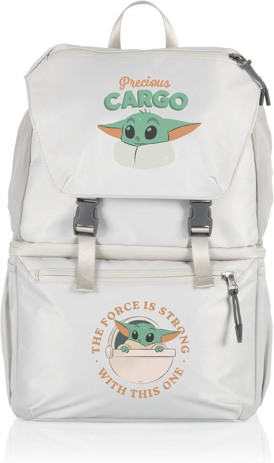 PICNIC TIME Tarana Made with Recycled Material, Soft Backpack, Upcycled Cooler Bag, Star Wars Mandalorian Grogu-Halo Gray, 11.22 x 7.283 x 16.929