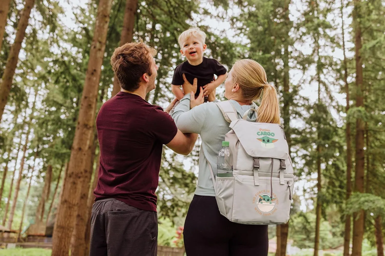 PICNIC TIME Tarana Made with Recycled Material, Soft Backpack, Upcycled Cooler Bag, Star Wars Mandalorian Grogu-Halo Gray, 11.22 x 7.283 x 16.929