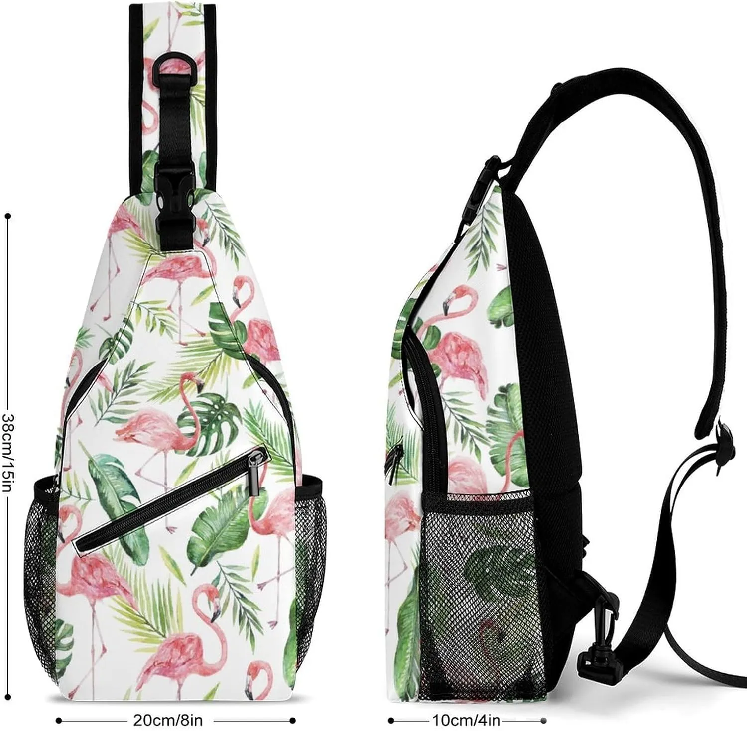 Pink Flamingo Sling Bag Man Woman Crossbody Backpack Chest Daypack Small Cross Body Backpack Shoulder Bag Gym Daypack Outdoor Backpacks