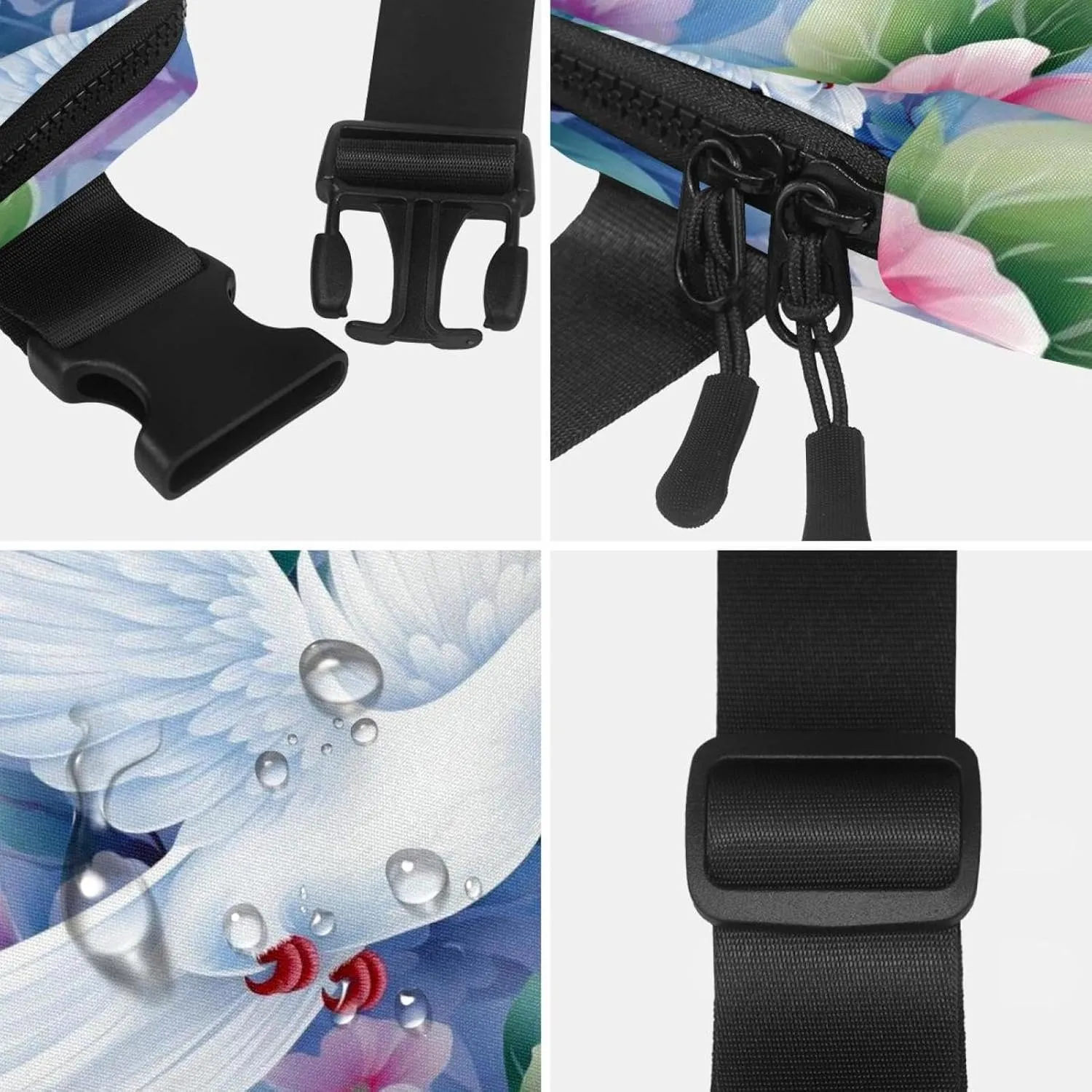 Pink Flower Dove Unisex Style Fanny Pack: Fashion Waist Packs, Crossbody Bags Sport Slim Fashionable for Jogging Hiking Hiker Woman Man