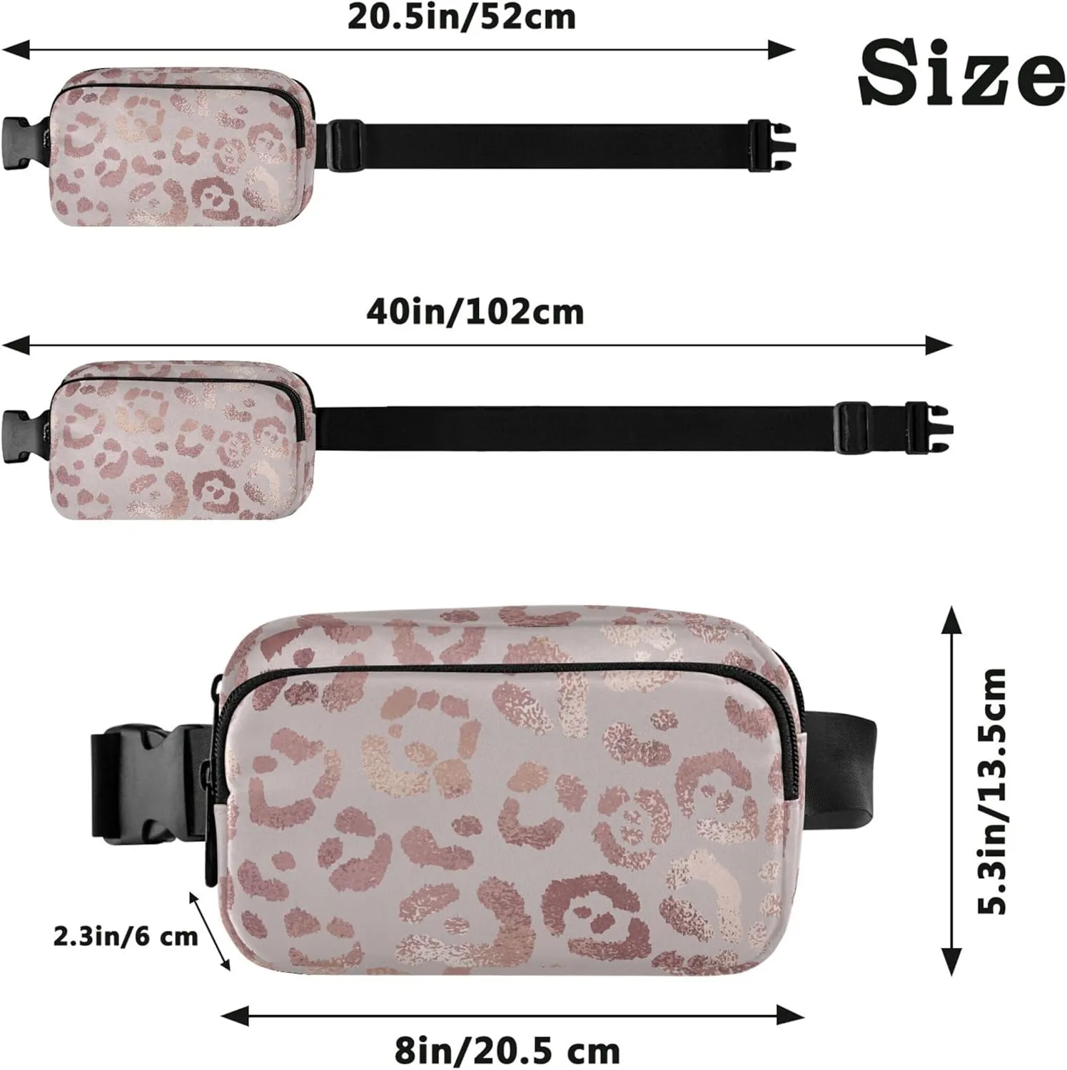 Pink Leopard Fanny Pack for Women Waterproof Belt Bags Hip Pack Cartoon Waist Pack for Women