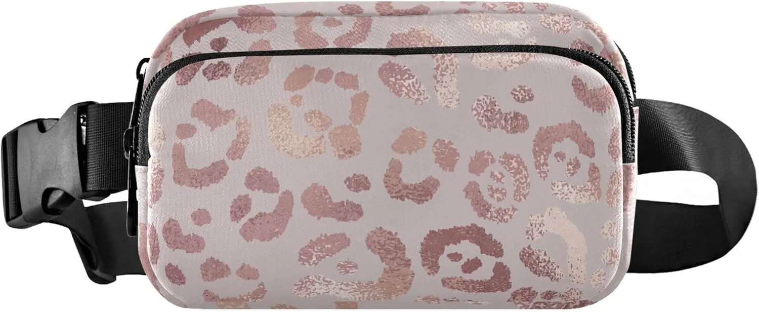 Pink Leopard Fanny Pack for Women Waterproof Belt Bags Hip Pack Cartoon Waist Pack for Women