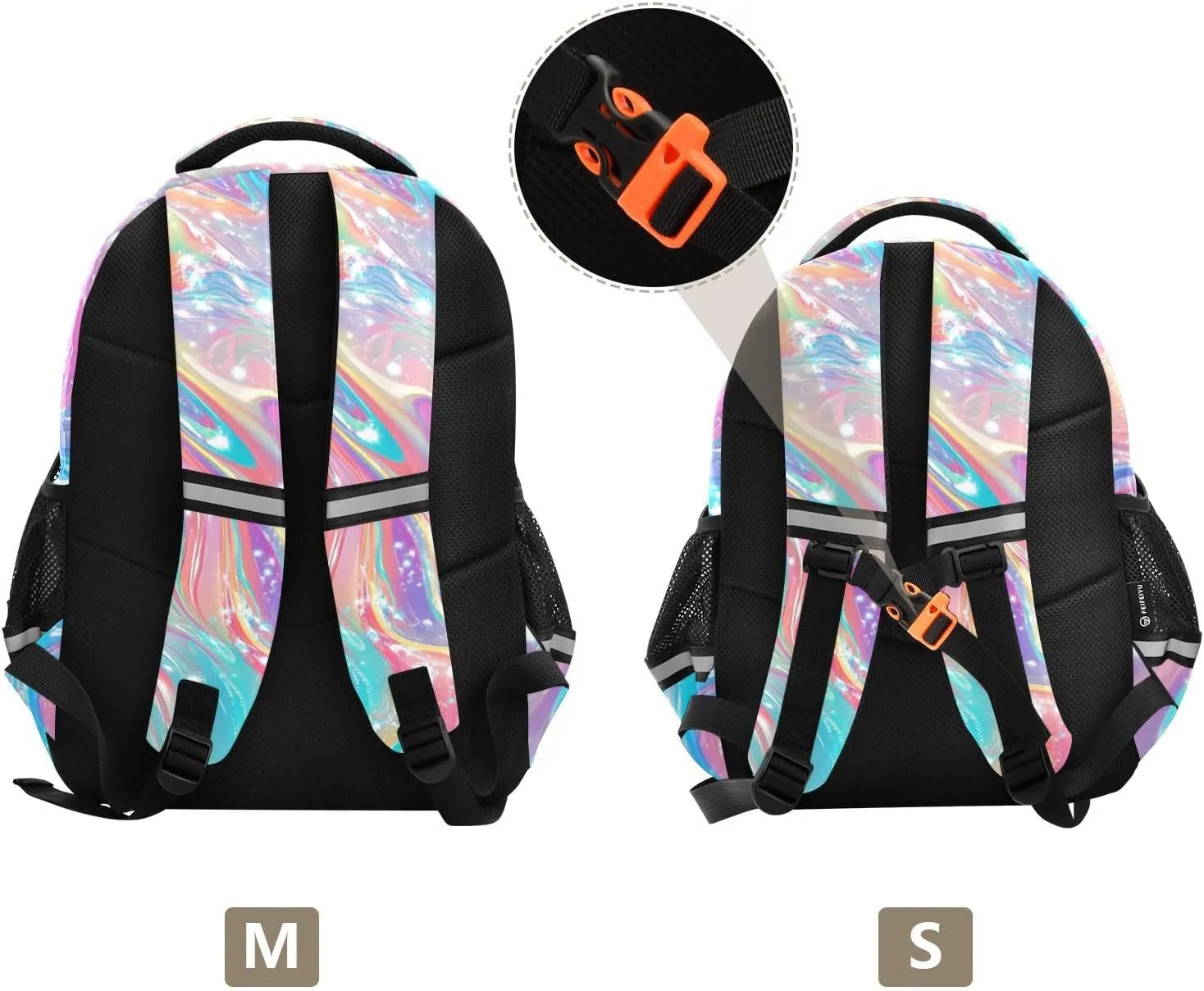 Pink Liquid Gradient Backpack Bookbag School Bag with Pockets for Kids Girls Boys Toddler Toddlers Small Bookbags Schoolbag Travel Ages 3-14