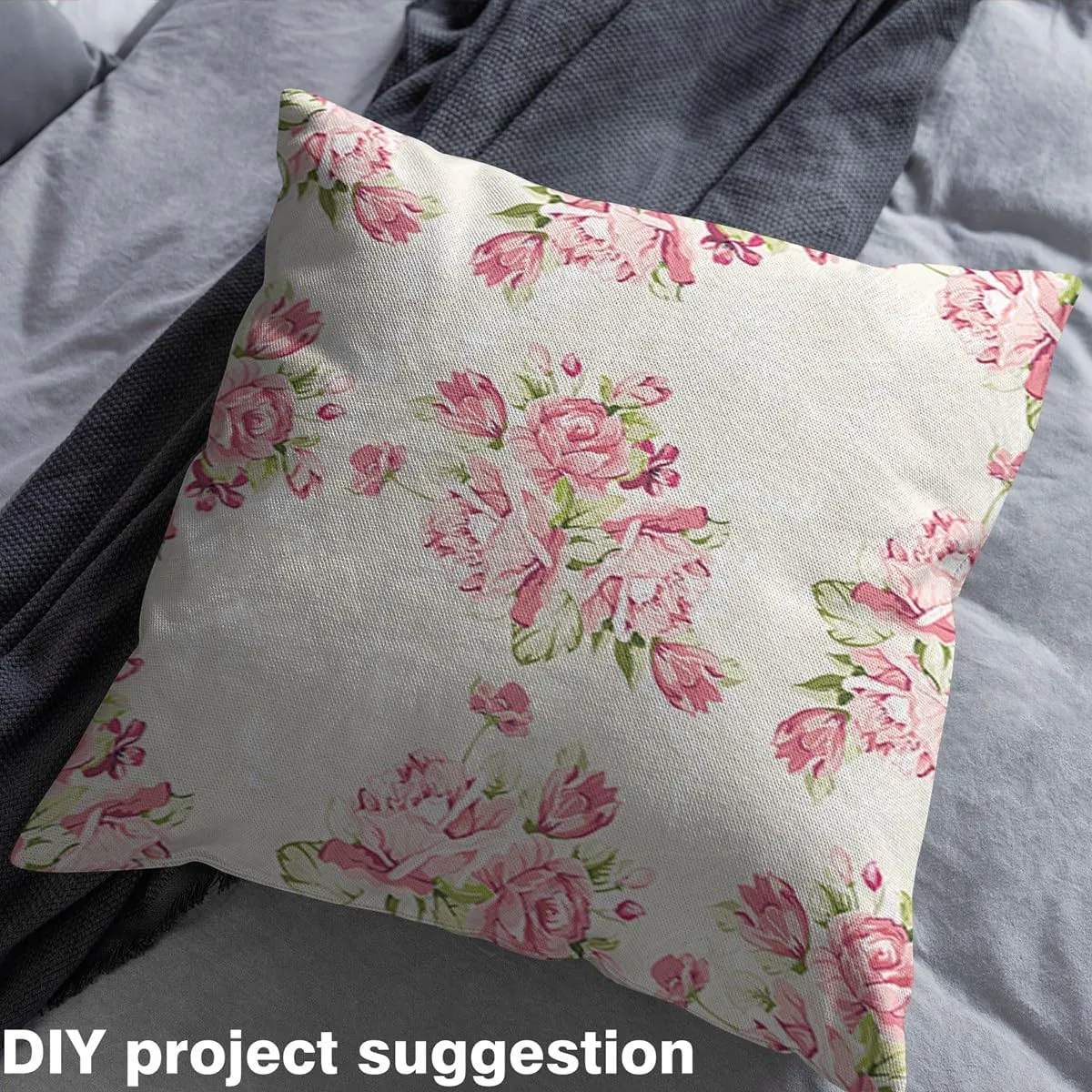 Pink Rose Floral Upholstery Fabric, Romantic Valentine's Day Decorative Fabric by The Yard, Natural Flower Green Leaves, DIY Art Indoor Outdoor, Craft Patchwork, Green Pink, 10 Yards