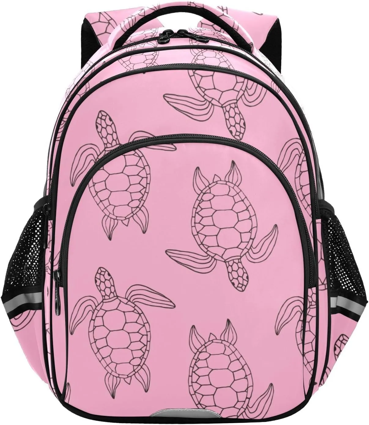 Pink Turtles Backpack Bookbag School Bag with Pockets for Kids Girls Boys Toddler Toddlers Small Bookbags Schoolbag Travel Ages 3-14
