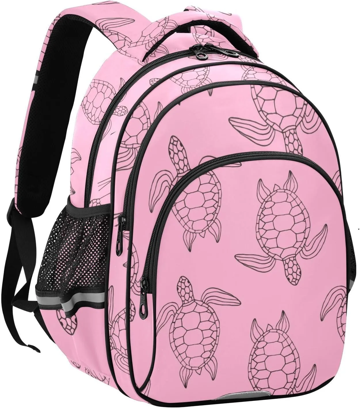Pink Turtles Backpack Bookbag School Bag with Pockets for Kids Girls Boys Toddler Toddlers Small Bookbags Schoolbag Travel Ages 3-14