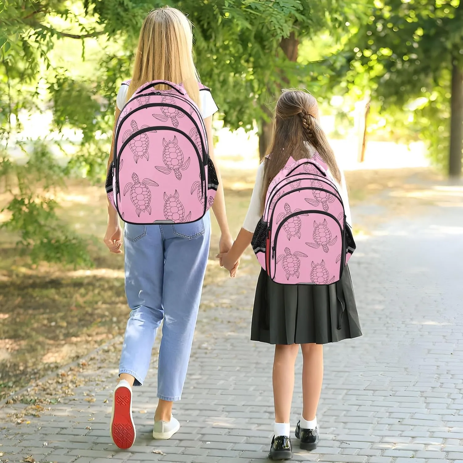 Pink Turtles Backpack Bookbag School Bag with Pockets for Kids Girls Boys Toddler Toddlers Small Bookbags Schoolbag Travel Ages 3-14