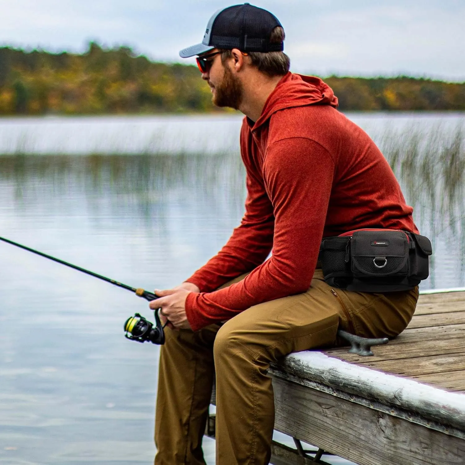 Piscifun Fishing Tackle Bag with Adjustable Waist Strap, Portable Multi-function Fanny Fishing Storage Pack, Water-Resistant Outdoor Fly Fishing Bag, Multiple Colors Available Small Fishing Bag