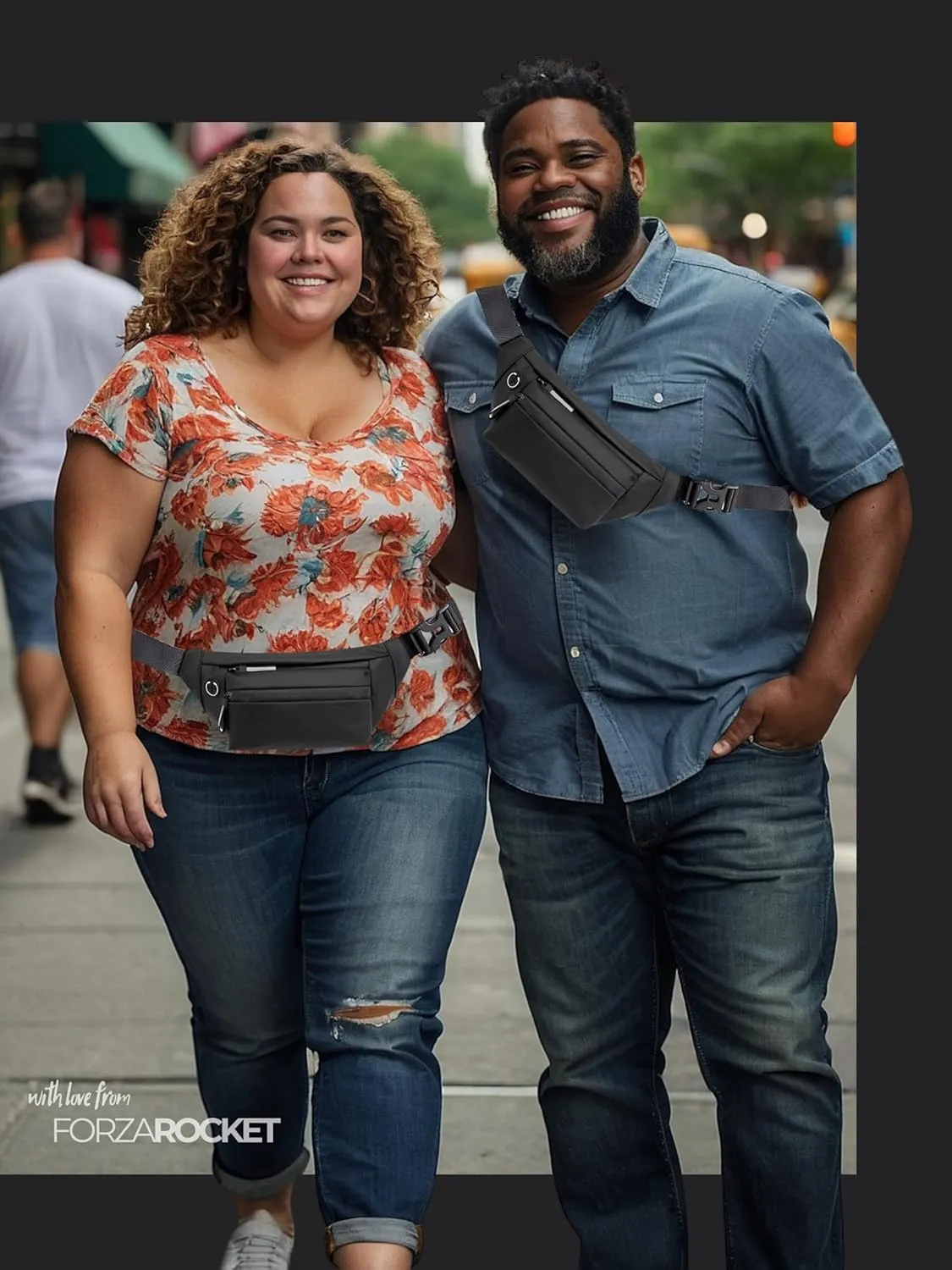 Plus Size - Belt Bag 2L - Extra Long Strap 66" - Extended Strap - Anti Pickpocket Waist Pack - Women Men Fanny Pack - Crossbody Bag w/Adjustable Strap - For Errands, Gym, Travel, Hiking (Black)