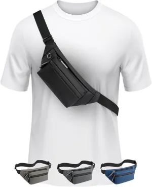 Plus Size - Belt Bag 2L - Extra Long Strap 66" - Extended Strap - Anti Pickpocket Waist Pack - Women Men Fanny Pack - Crossbody Bag w/Adjustable Strap - For Errands, Gym, Travel, Hiking (Black)