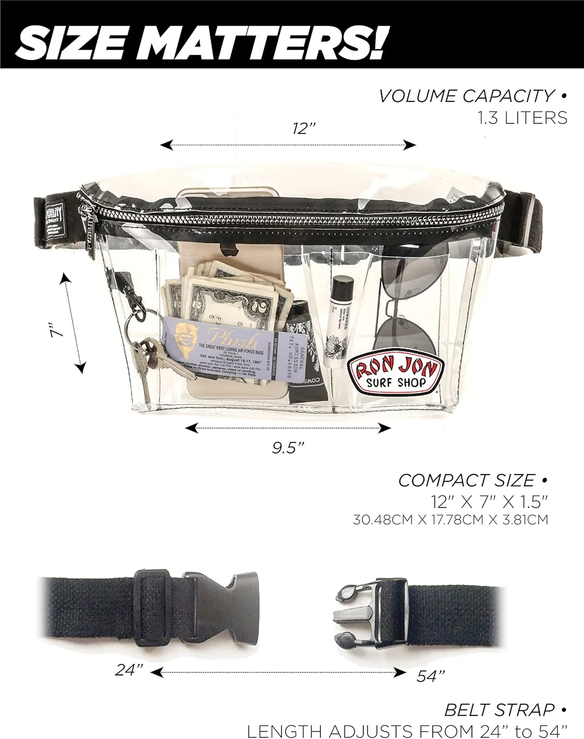 Plus Size Fanny Packs for Women – 80s/90s Large Bum Bag – Unisex Crossbody Waist Belt Bag for Travel, Festivals, Sports & Daily Use – Waist Belt Bag for Women | Crystal Clear