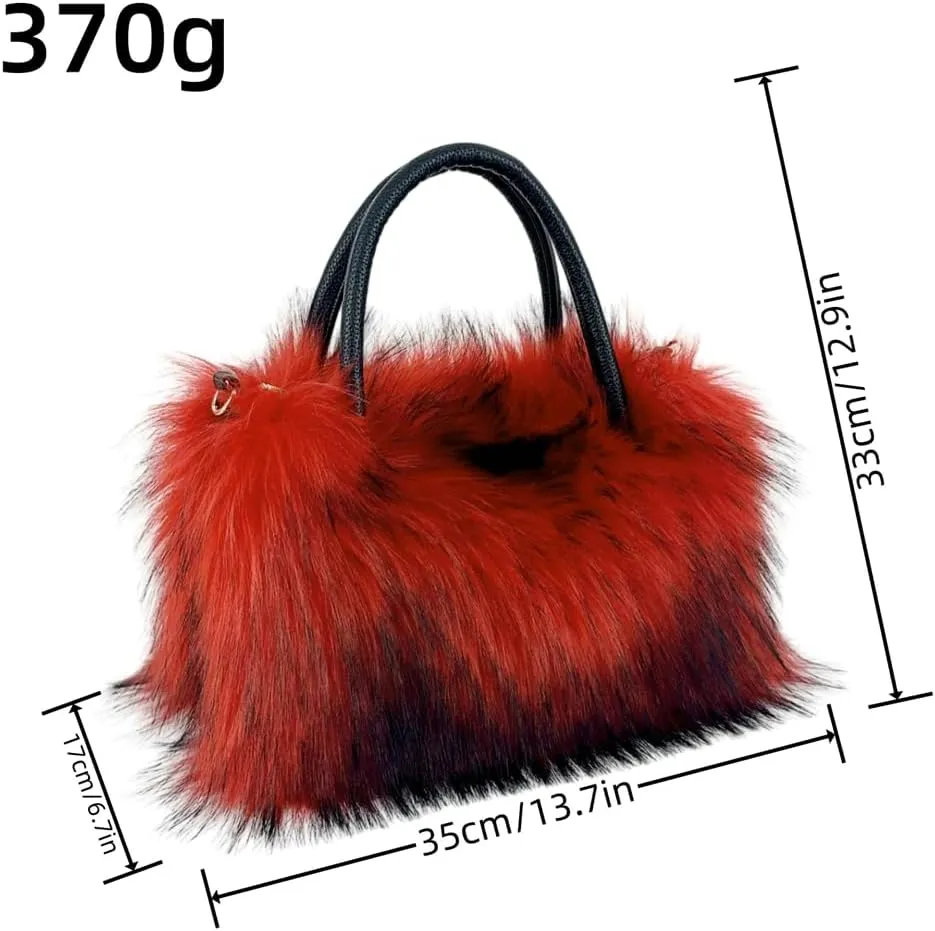 Plush Purse Fluffy Tote Bag for Women, Fur Bag Cute Fur Purse Faux Fur Bag Fluffy Tote Bag Large Capacity Crossbody Bag