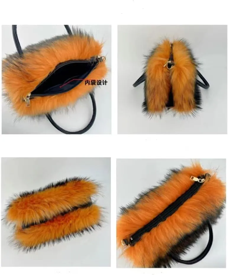 Plush Purse Fluffy Tote Bag for Women, Fur Bag Cute Fur Purse Faux Fur Bag Fluffy Tote Bag Large Capacity Crossbody Bag