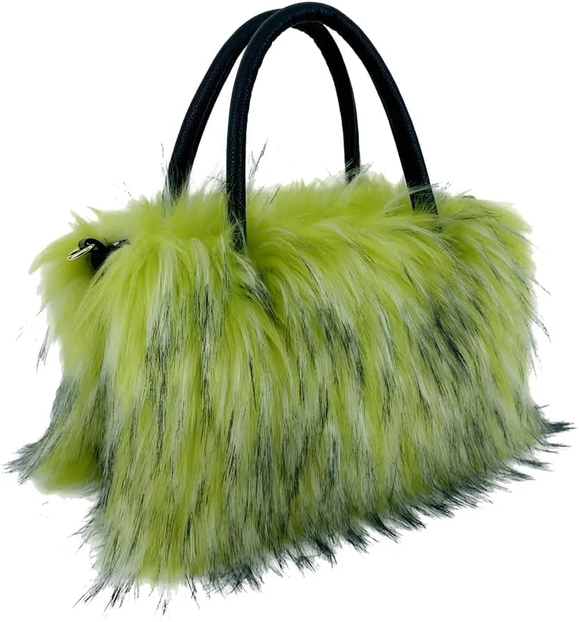 Plush Purse Fluffy Tote Bag for Women, Fur Bag Cute Fur Purse Faux Fur Bag Fluffy Tote Bag Large Capacity Crossbody Bag