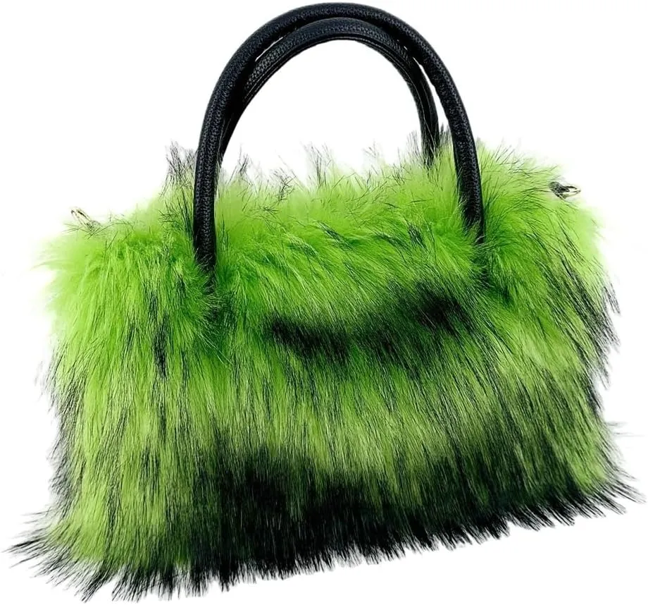 Plush Purse Fluffy Tote Bag for Women, Fur Bag Cute Fur Purse Faux Fur Bag Fluffy Tote Bag Large Capacity Crossbody Bag