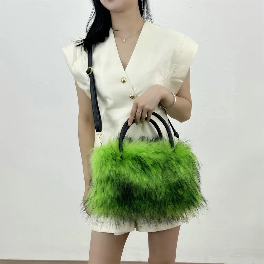 Plush Purse Fluffy Tote Bag for Women, Fur Bag Cute Fur Purse Faux Fur Bag Fluffy Tote Bag Large Capacity Crossbody Bag
