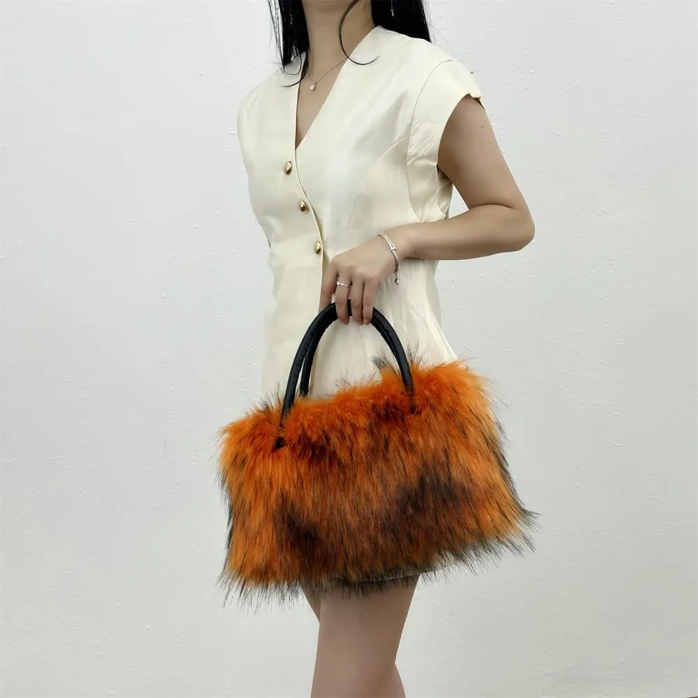 Plush Purse Fluffy Tote Bag for Women, Fur Bag Cute Fur Purse Faux Fur Bag Fluffy Tote Bag Large Capacity Crossbody Bag