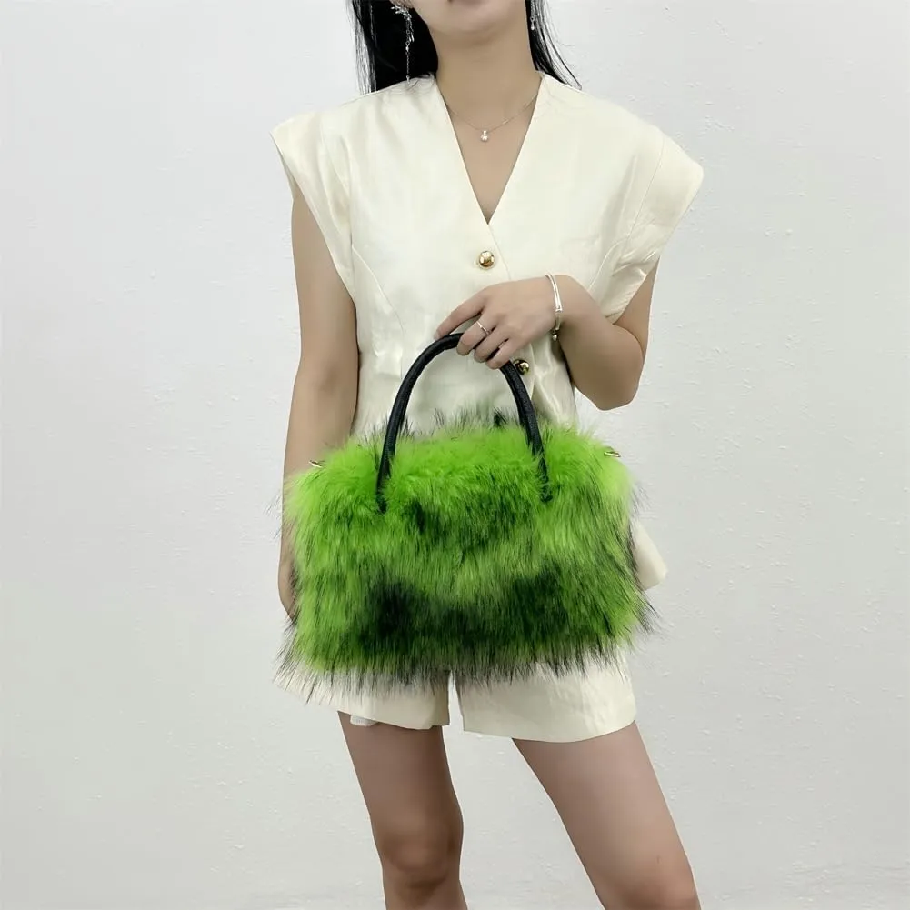 Plush Purse Fluffy Tote Bag for Women, Fur Bag Cute Fur Purse Faux Fur Bag Fluffy Tote Bag Large Capacity Crossbody Bag