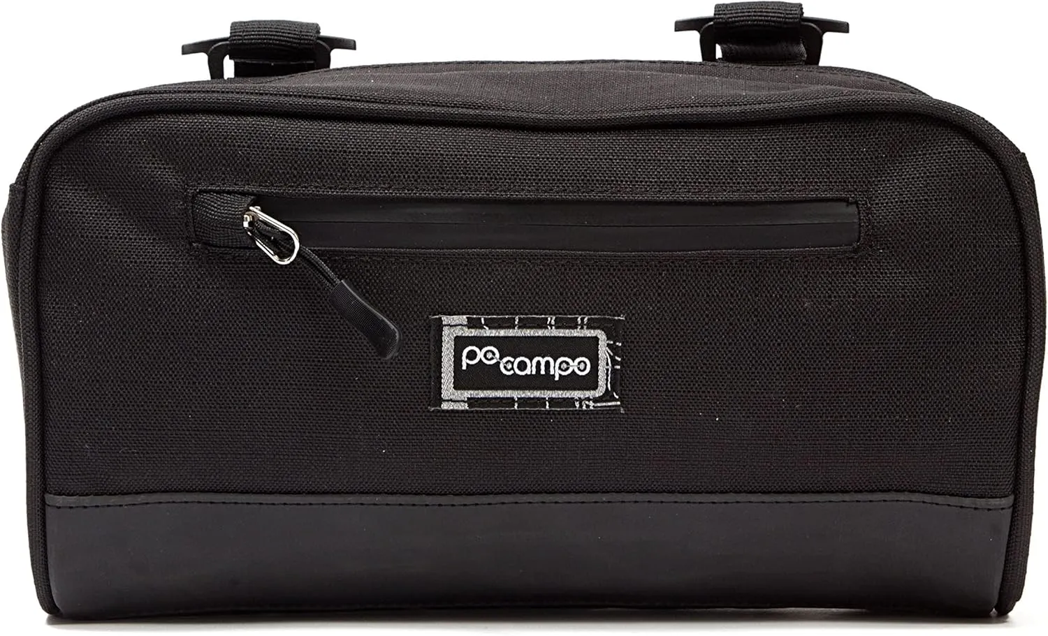 Po Campo Domino Handlebar Bag Large Waterproof Bicycle Storage Bag Front Mount that converts to Crossbody (Black Ripstop)