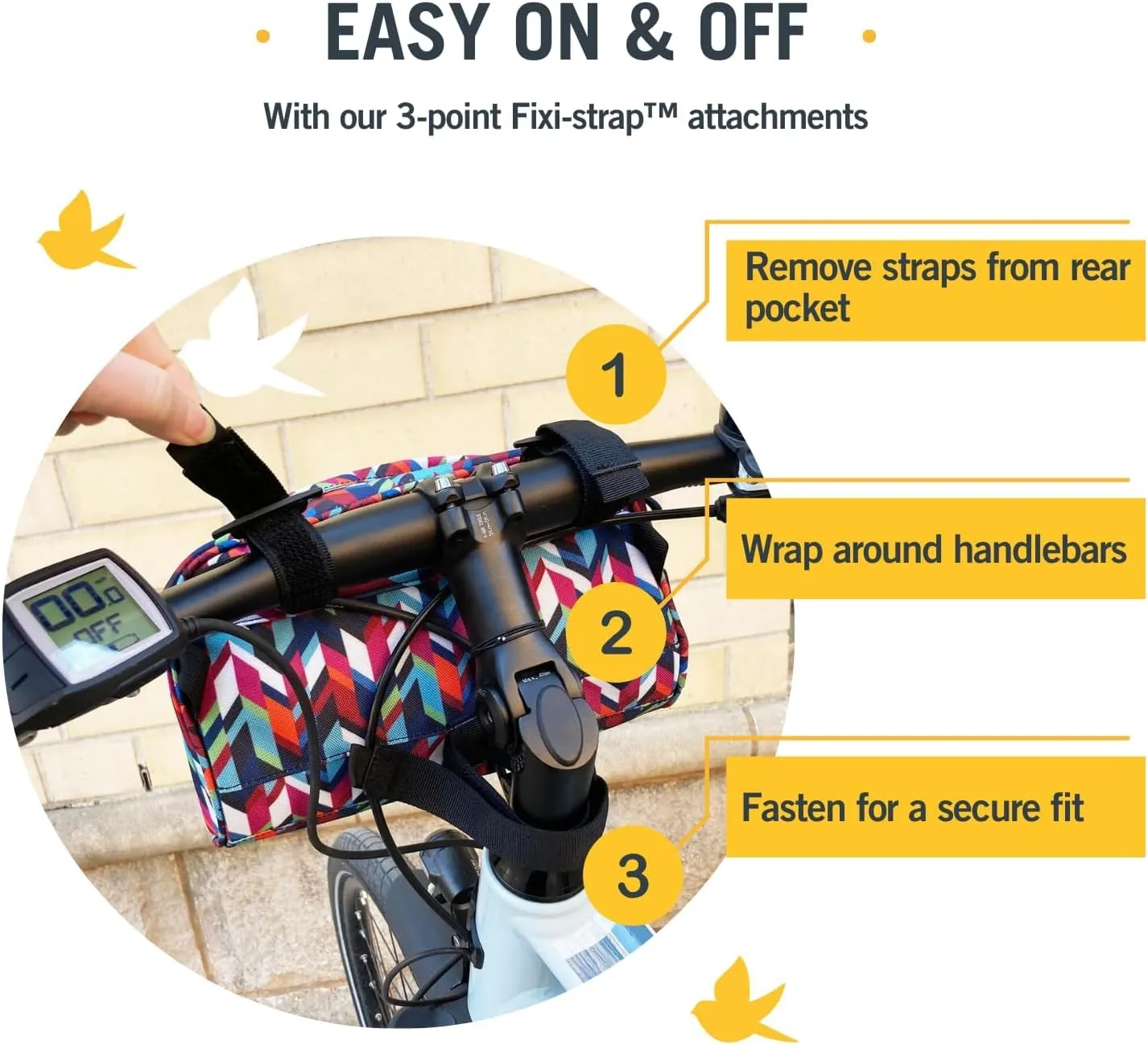 Po Campo Domino Handlebar Bag Large Waterproof Bicycle Storage Bag Front Mount that converts to Crossbody (Black Ripstop)