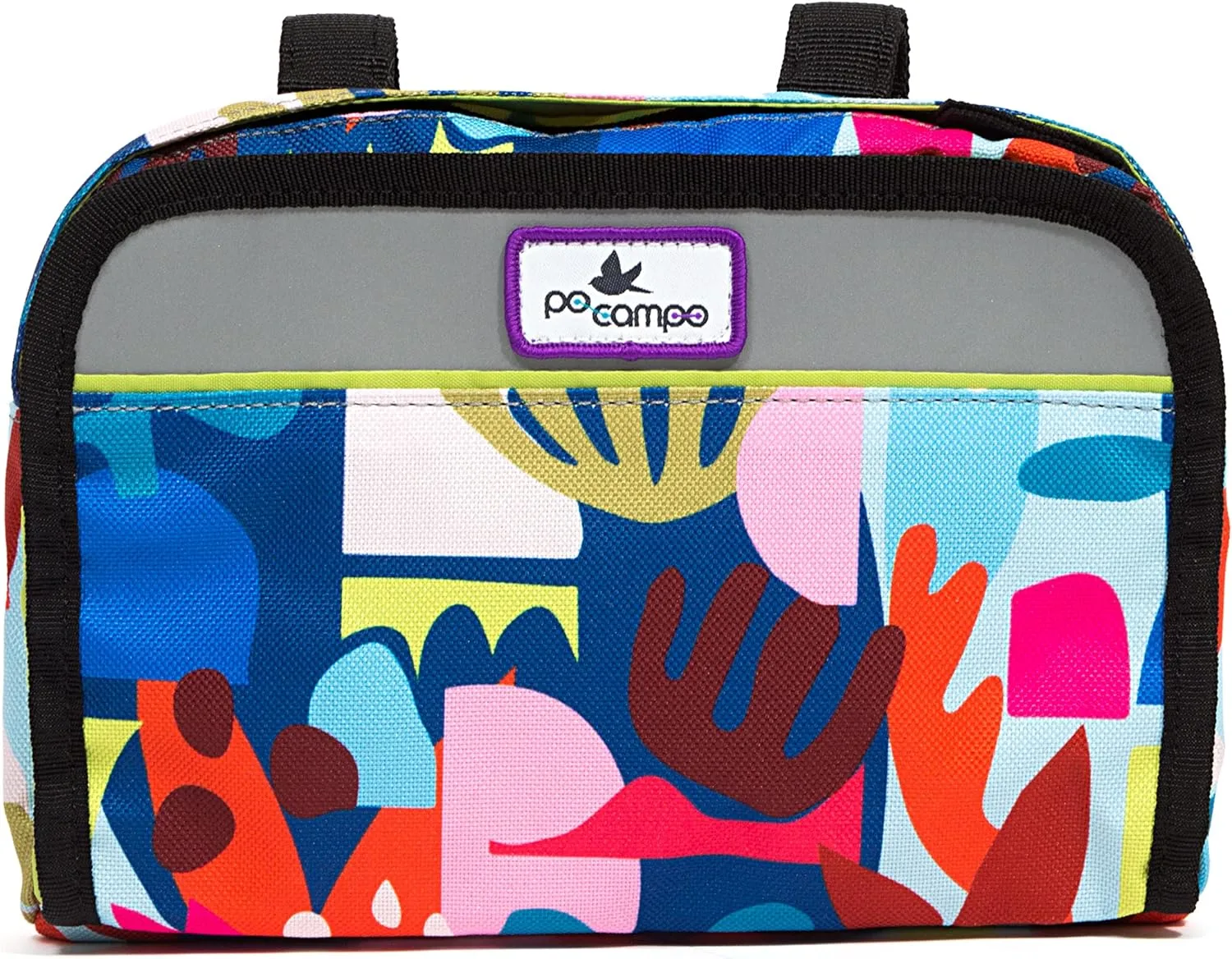 Po Campo Kids Bicycle Bag - Speedy Front Frame Bike Handlebar Bag Fabric Bike Basket Waterproof Front Mount Bike Bag for Boys Girls Bike or Scooter Handle Bars Converts to Crossbody Bag