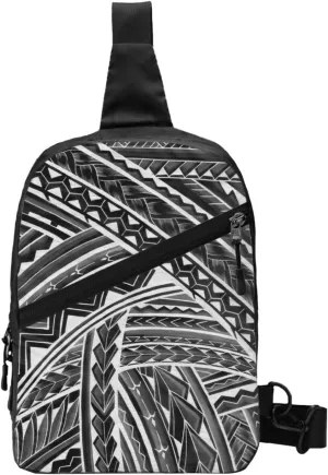Polynesian Tribal Tongan Samoan Islander-1 Sling Bag Unisex Crossbody Bag Casual Chest Bag Adjustable Sling Backpack Daypack For Travel Hiking Skiing Workout Running Cycling