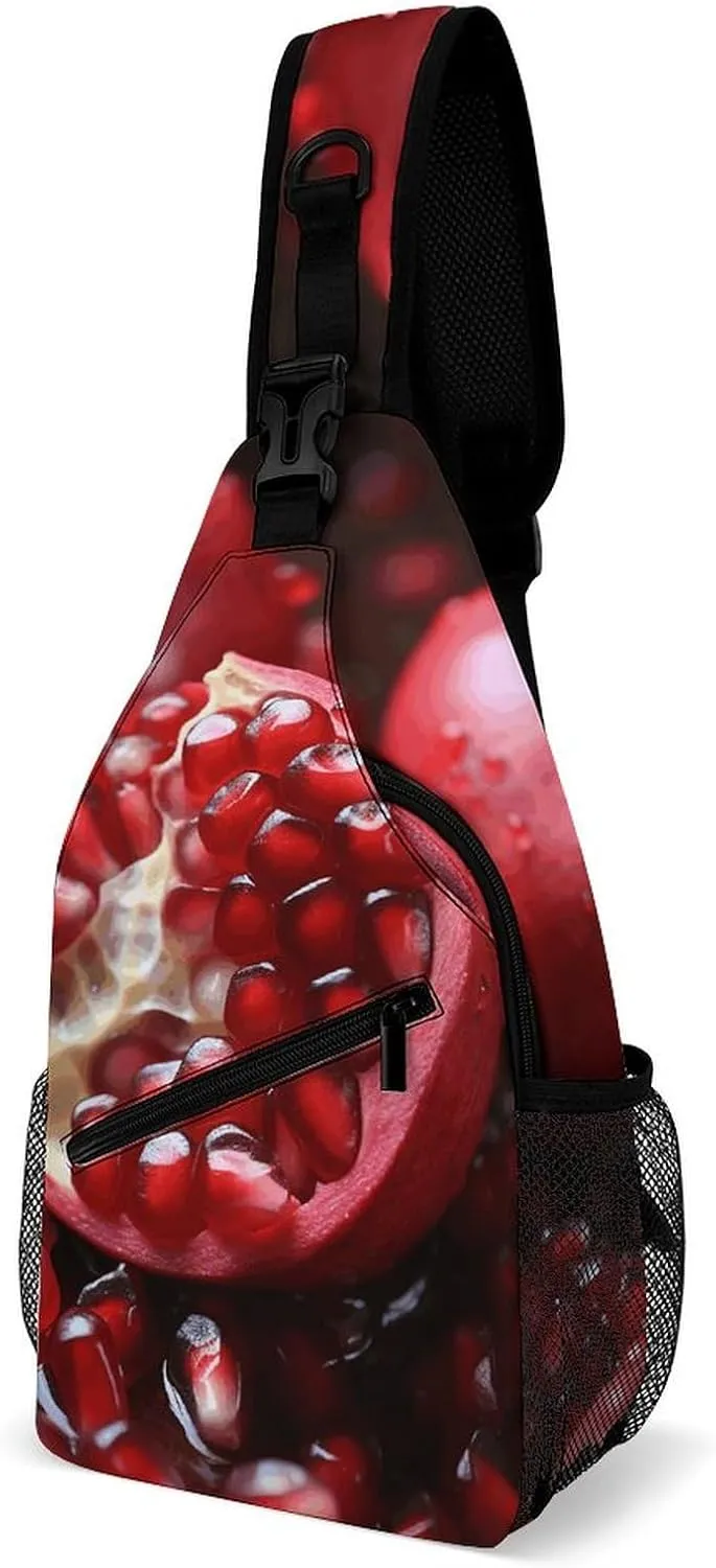 Pomegranate Fruit Crossbody Bags Mini Sling Bag Fanny Chest Bag Travel Daypack Sling Backpack for Men Women