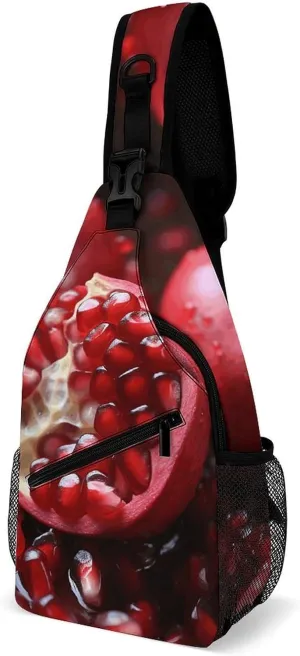 Pomegranate Fruit Crossbody Bags Mini Sling Bag Fanny Chest Bag Travel Daypack Sling Backpack for Men Women
