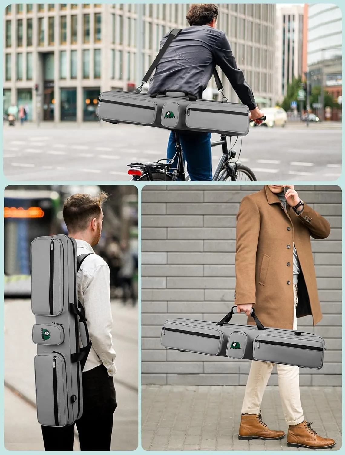 Pool Cue Case, Pool Stick Case 4x5 with Multiple Pockets Holds 4 Butts 5 Shafts, Soft Padded Sturdy Pool Cue Bag, Billiard Cue Backpack with Adjustable Shoulder Straps for Men and Women