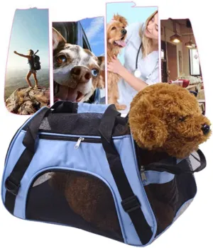 Portable Dog Carrier Backpack Pet Bag with Zipped Entry for Outdoor Travel S Blue for Hiking Camping Sightseeing