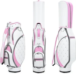 Portable Women's Golf Bag, Waterproof Microfiber Leather Golf Cart Bag, High Hardness Base, Golf Stand Bag Travel Golf Club Bags, Easy to Clean (Pink)
