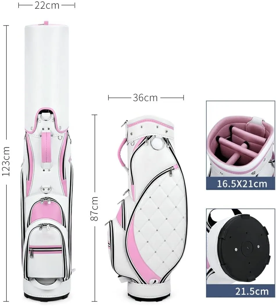 Portable Women's Golf Bag, Waterproof Microfiber Leather Golf Cart Bag, High Hardness Base, Golf Stand Bag Travel Golf Club Bags, Easy to Clean