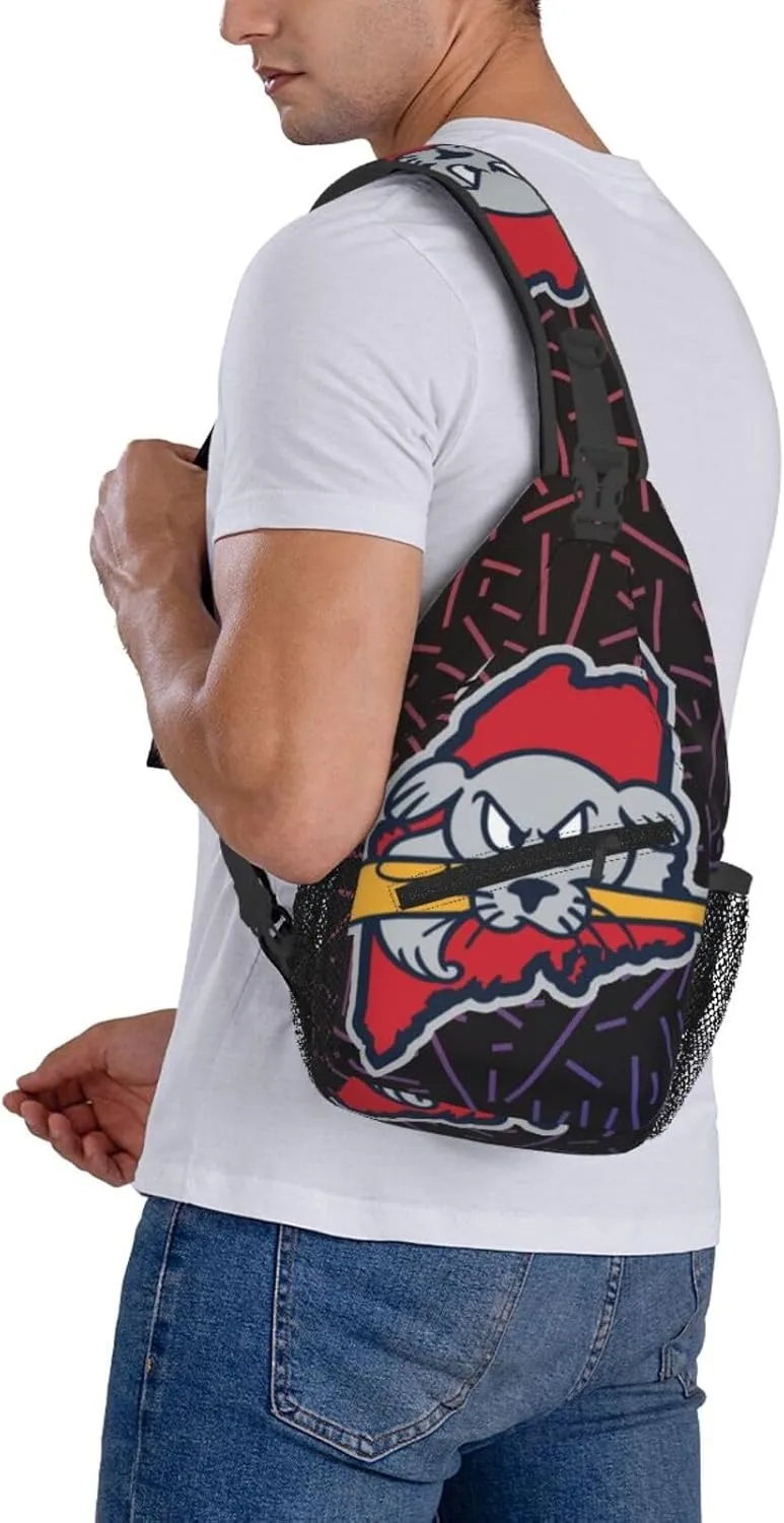 Portland Sea Dogs University Logo Small Crossbody Backpack Sling Bag For Men Women Mini One Shoulder Chest Bags Gym Sport Travel Hiking Daypack