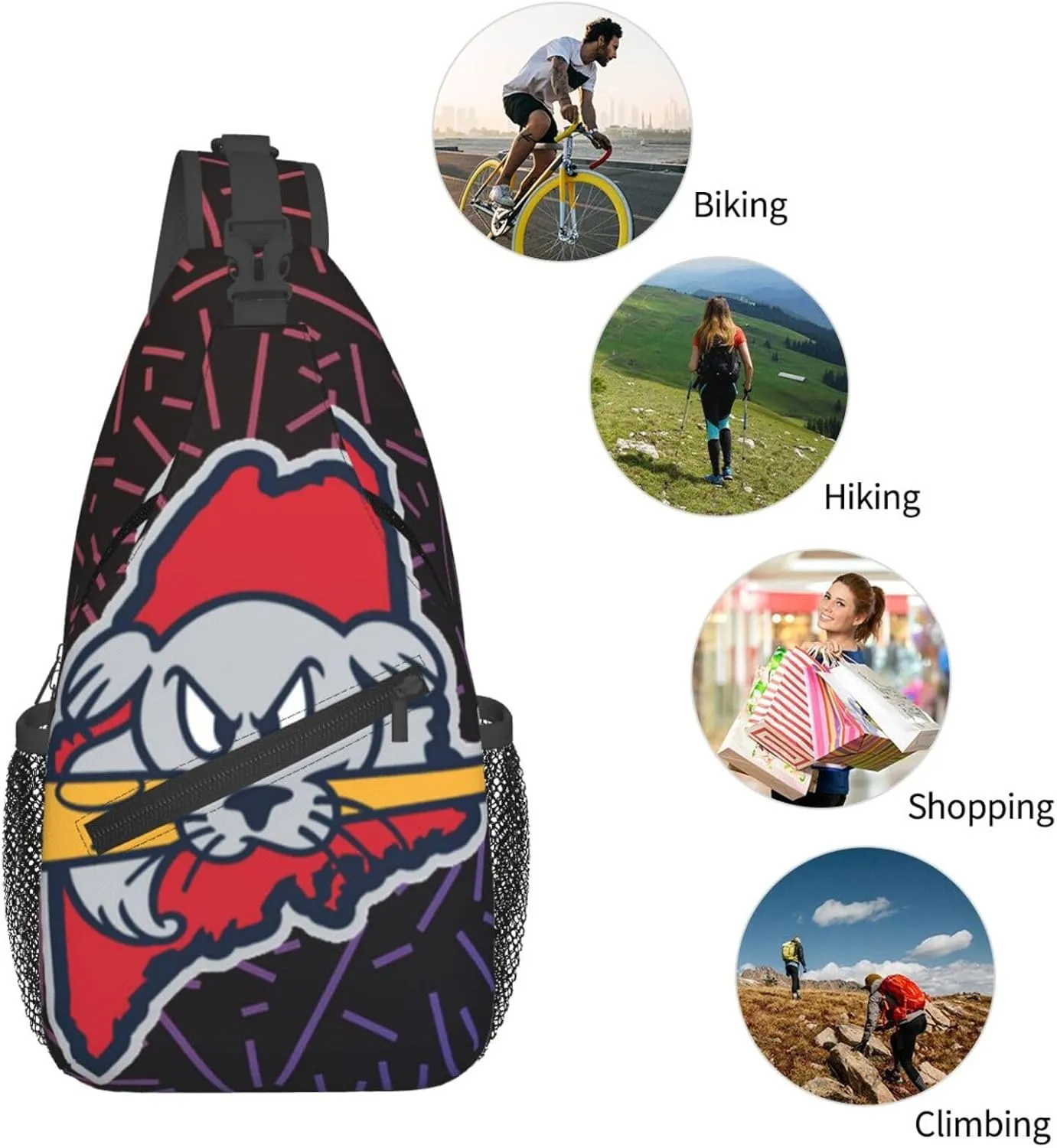 Portland Sea Dogs University Logo Small Crossbody Backpack Sling Bag For Men Women Mini One Shoulder Chest Bags Gym Sport Travel Hiking Daypack