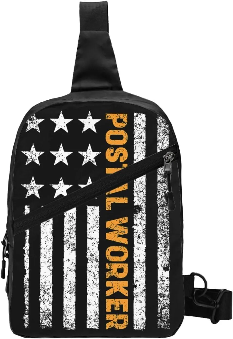 Postal Worker American Flag Sling Bag Unisex Crossbody Bag Casual Chest Bag Adjustable Sling Backpack Daypack For Travel Hiking Skiing Workout Running Cycling