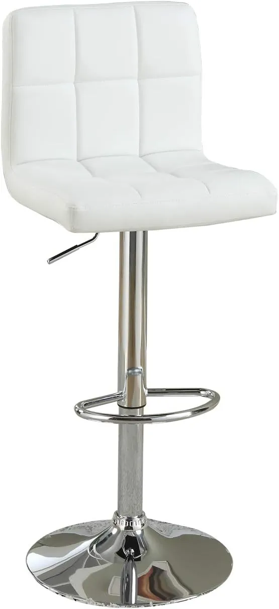 Poundex Gilberta 2 White Faux Leather Bar Stools, Multi