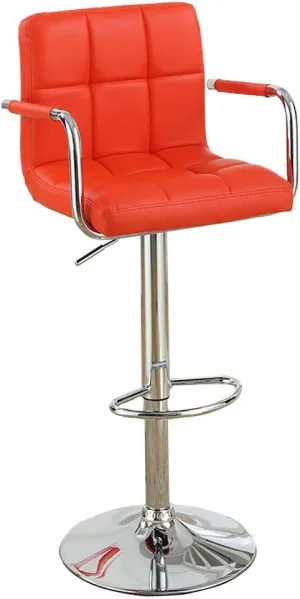 Poundex Lisa 2 Red Cubed Tufted Faux Leather Bar Stools, Multi