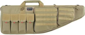 Pousutong G.P.S. 35" Tactical AR Padded Soft Rifle Case with External Handgun Case | Tan | Secure Durable Stain-Resistant Guns & Ammo Storage Range Bag with Shoulder Strap