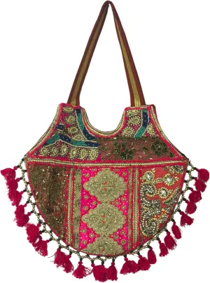 Premium Shoulder Bag for Women | 100% Handmade Embroidered Tote | Bohemian Kambhari Patchwork Purse Handbag