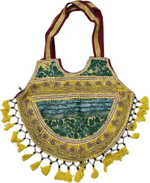Premium Shoulder Bag for Women | 100% Handmade Embroidered Tote | Bohemian Kambhari Patchwork Purse Handbag