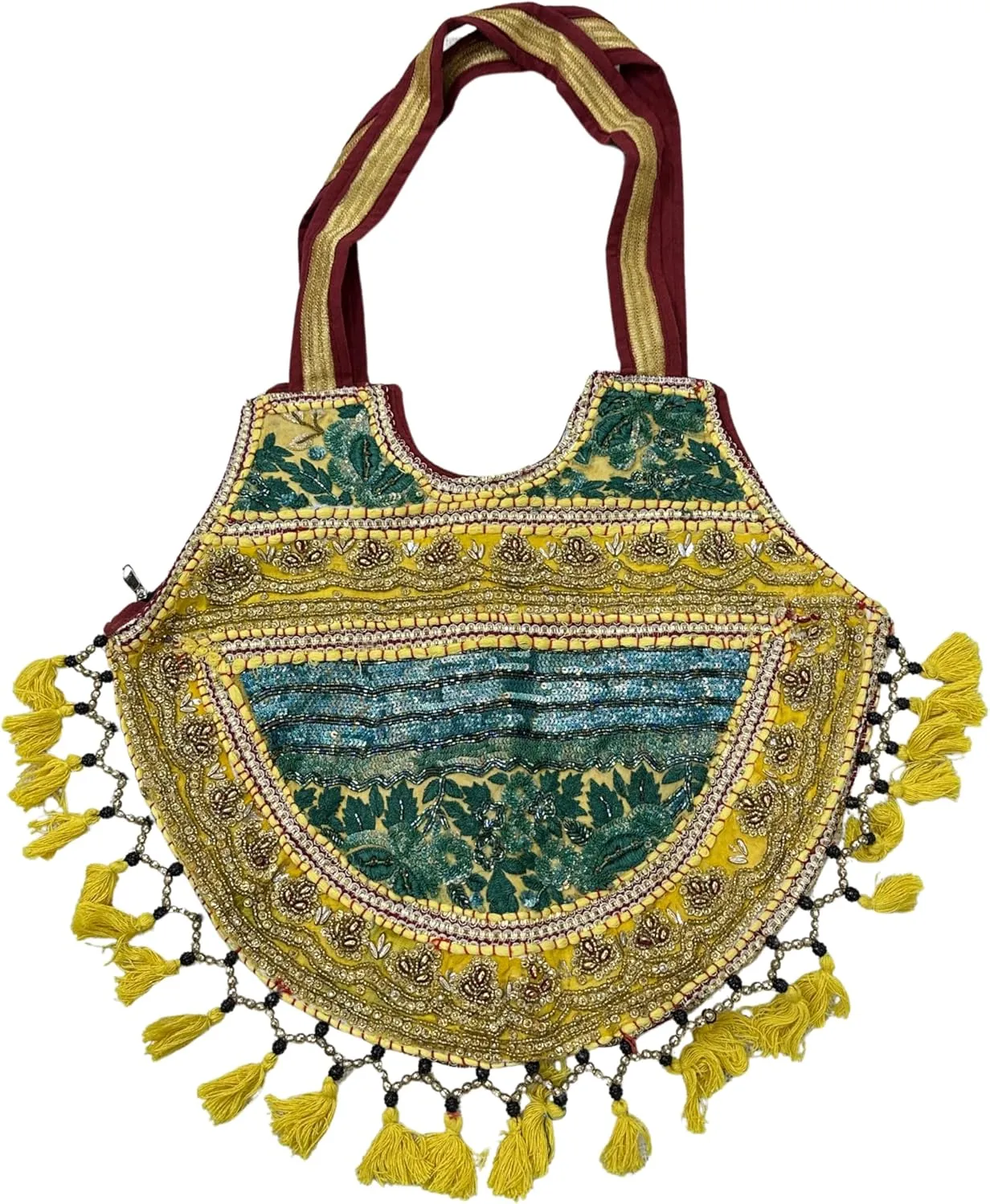 Premium Shoulder Bag for Women | 100% Handmade Embroidered Tote | Bohemian Kambhari Patchwork Purse Handbag
