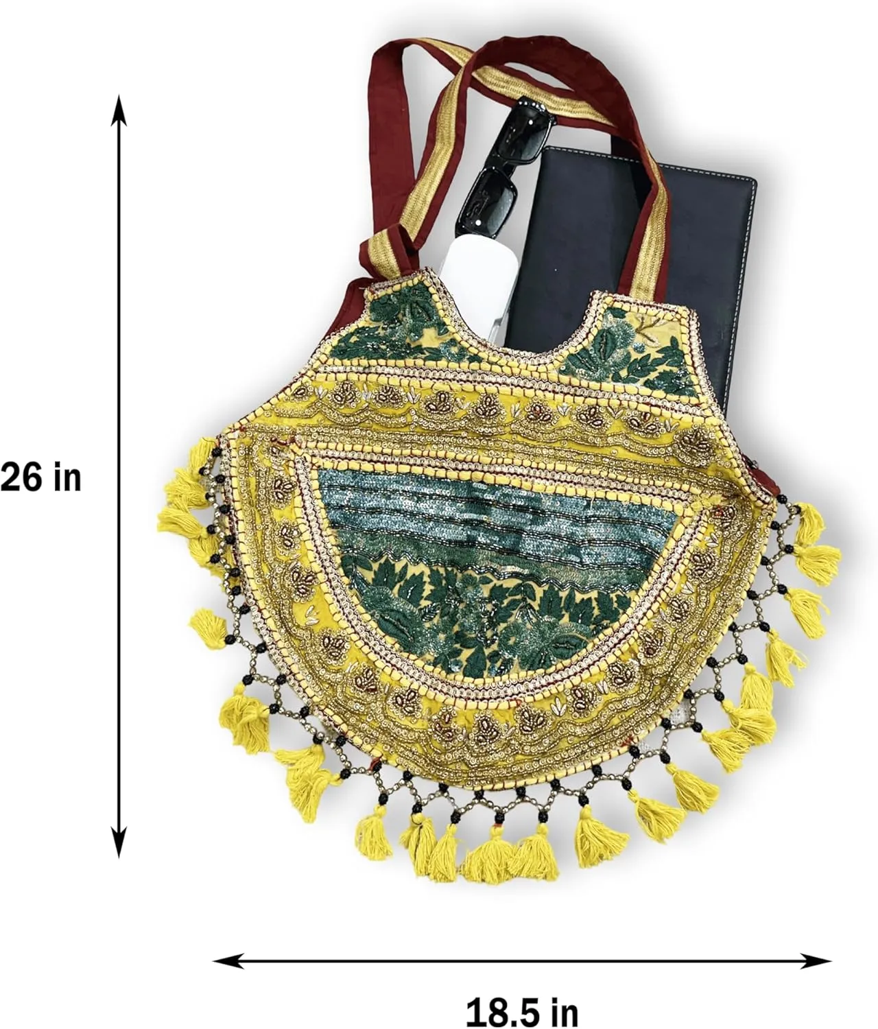 Premium Shoulder Bag for Women | 100% Handmade Embroidered Tote | Bohemian Kambhari Patchwork Purse Handbag