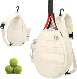 Pro Tennis Crossbody Sling Bag: Waterproof 2-Racket Quilted Pickleball Bag with Wet/Dry Compartment | Durable Unisex Design for Women, Men and Youth