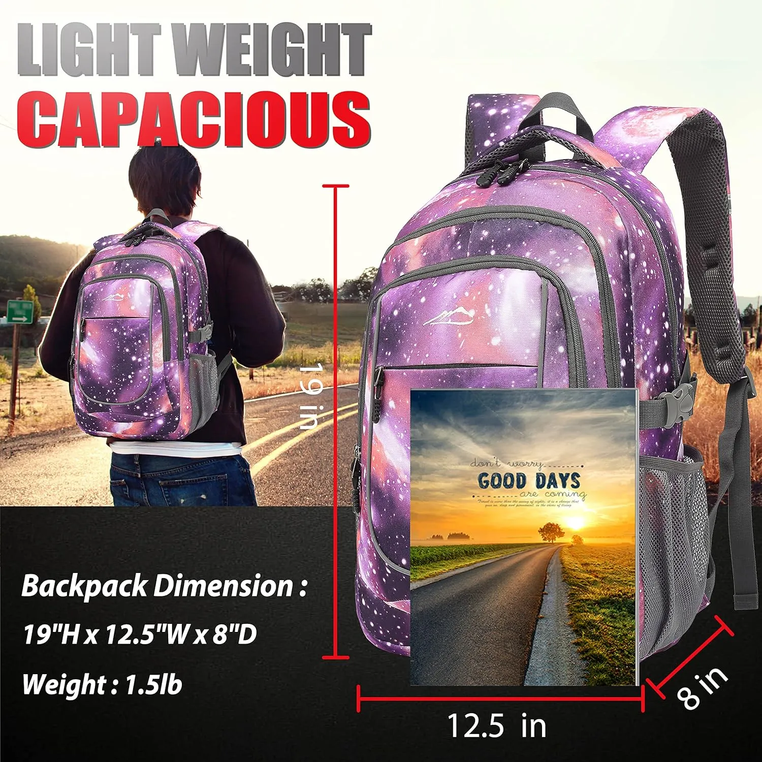 ProEtrade Backpack Bookbag for College Travel Business Hiking Fit Laptop Up to 15.6 Inch (Galaxy G)
