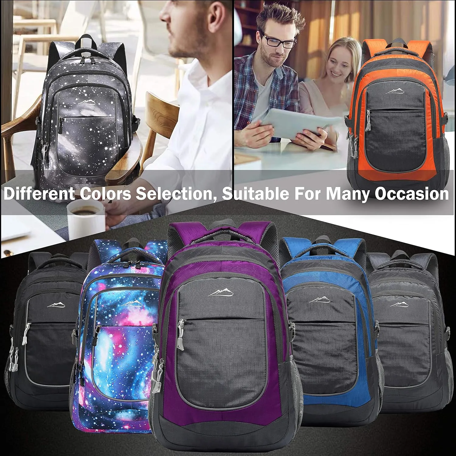ProEtrade Backpack Bookbag for College Travel Business Hiking Fit Laptop Up to 15.6 Inch (Galaxy G)