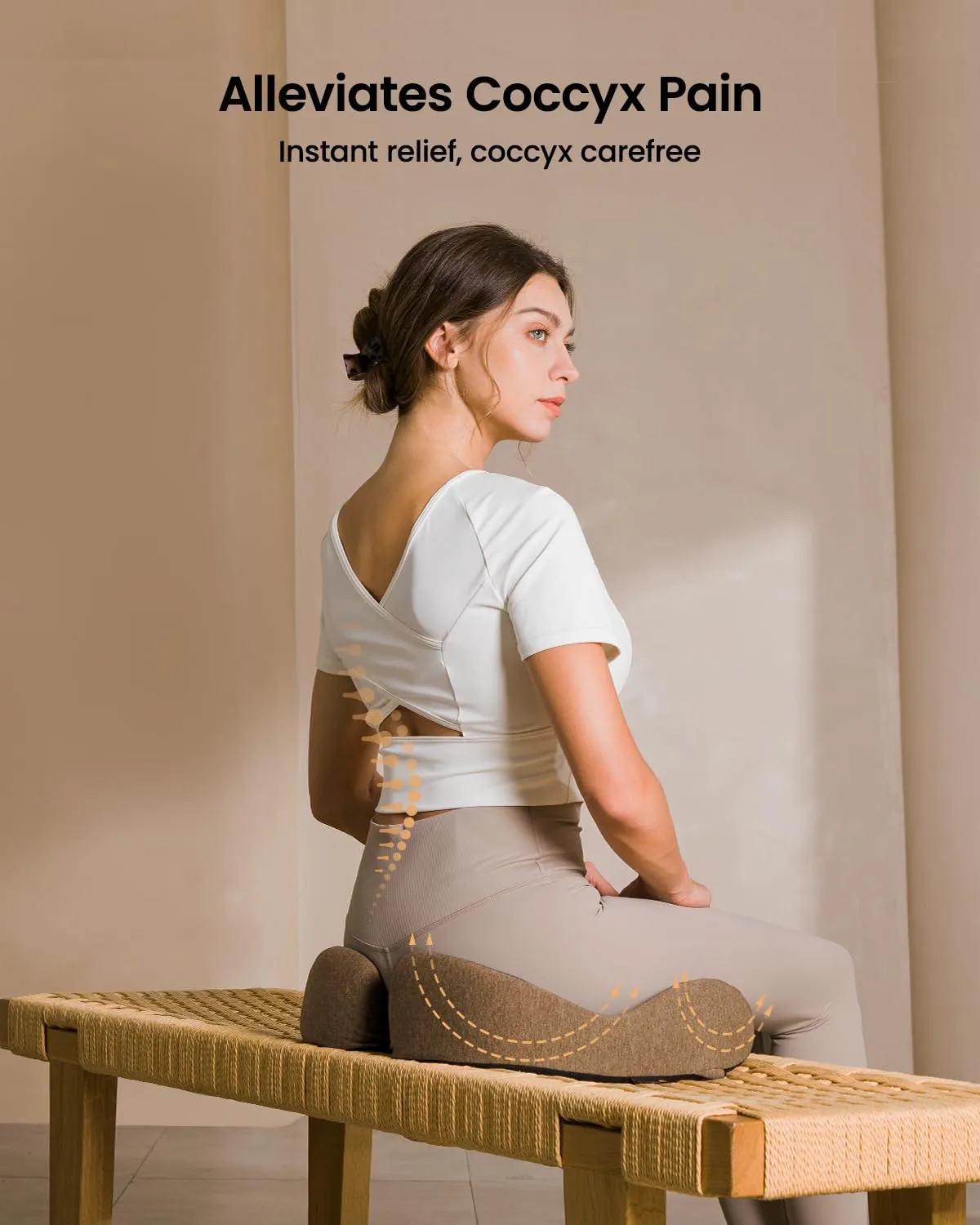 ProtoArc Seat Cushion for Tailbone Pain Relief, Office Chair Cushion, Coccyx Cushion, Ergonomic Memory Foam Seat Cushion for Home, Car, Pressure Relief Pad for Hip, Coccyx, All Day Comfort - Coffee