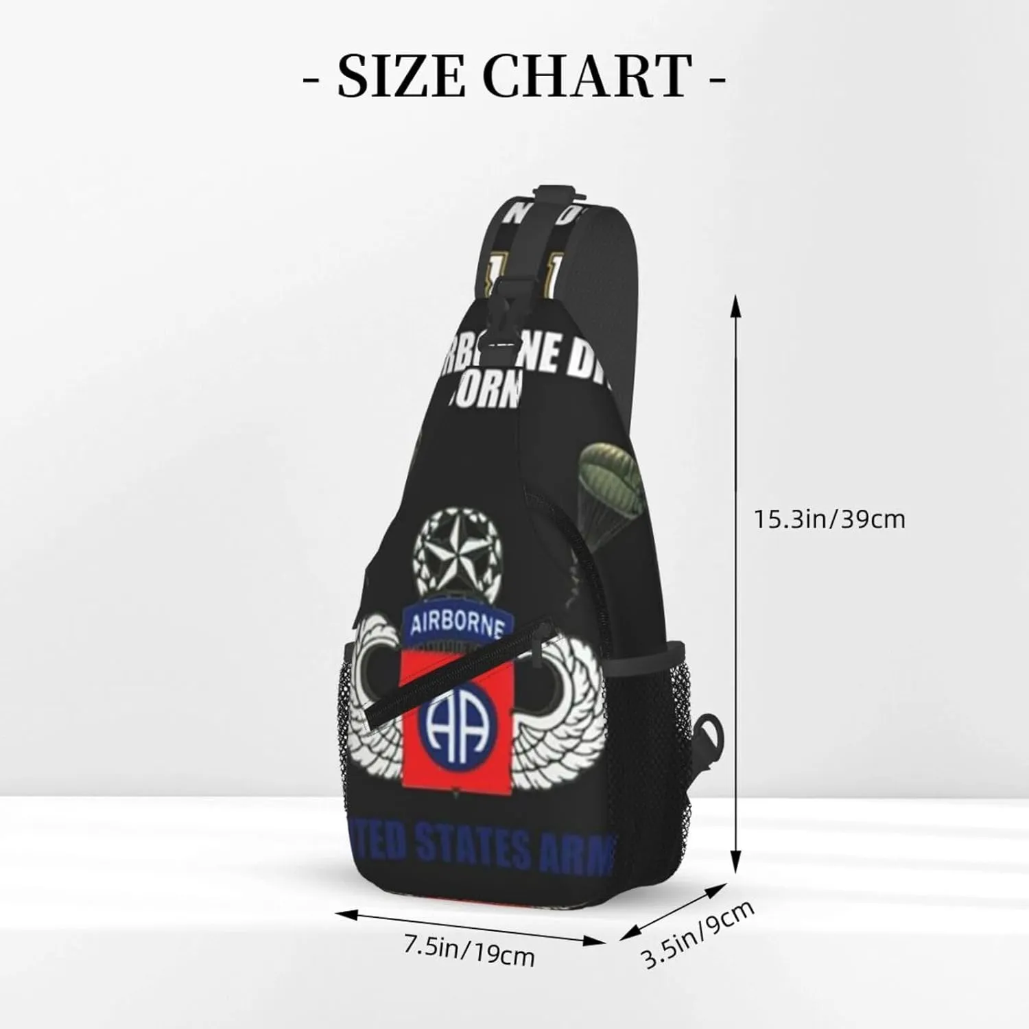 Proud Paratrooper Veteran 82nd Airborne Division Crossbody Backpack Dachshunds Dog Chest Bag Lightweight One Strap Backpack Multipurpose Travel Hiking For Men Women