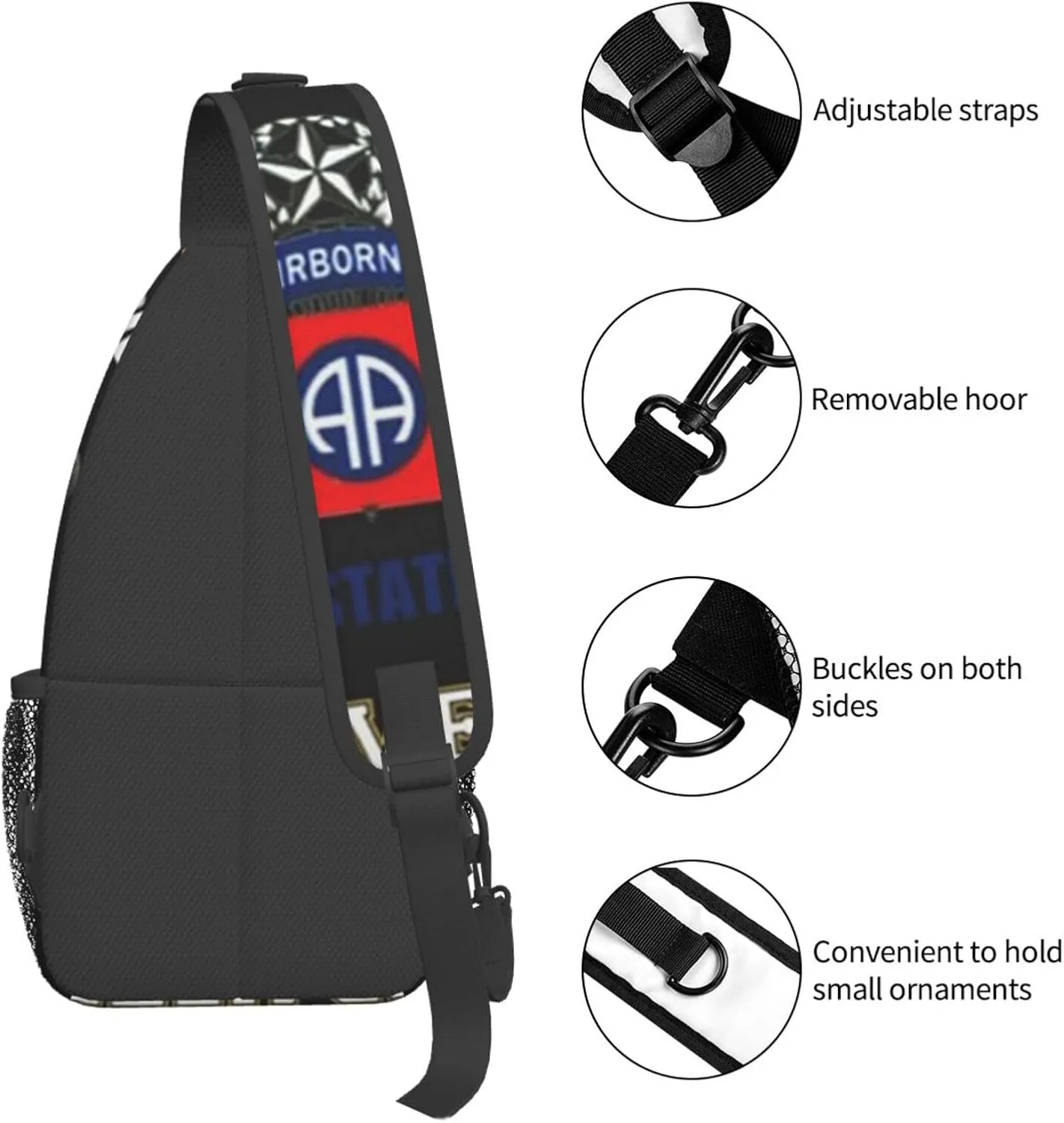 Proud Paratrooper Veteran 82nd Airborne Division Crossbody Backpack Dachshunds Dog Chest Bag Lightweight One Strap Backpack Multipurpose Travel Hiking For Men Women